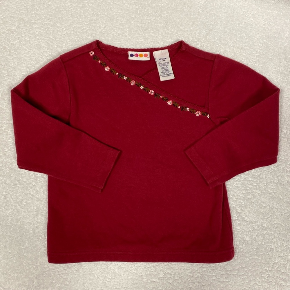 Vintage Gymboree crossover long sleeve embroidered flower top medium 4